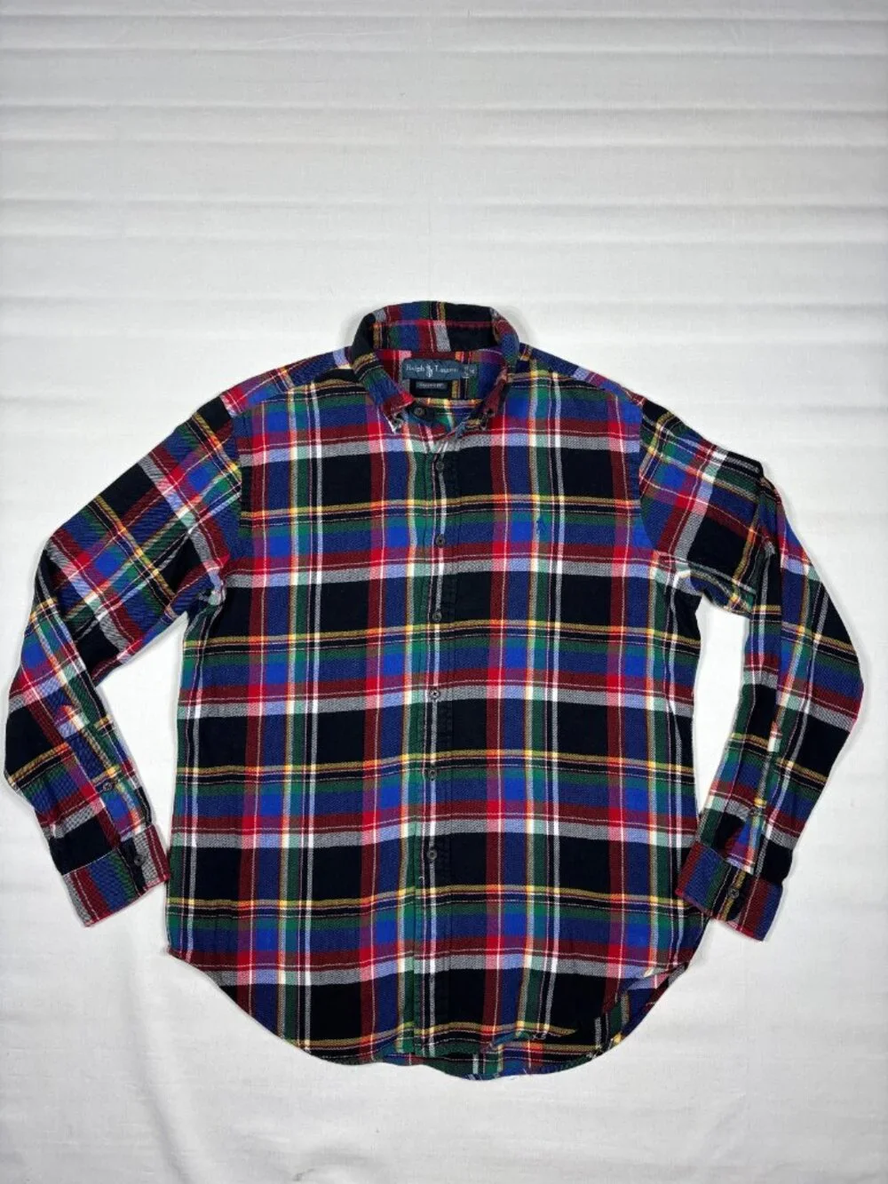 Polo Ralph Lauren Mens Plaid Flannel Shirt Multicolor Long Sleeve Custom Fit